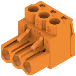 Pin header, 3 pole, pitch 5.08 mm, straight, orange, 1943590000