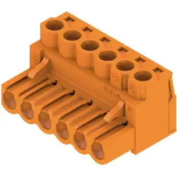 Pin header, 6 pole, pitch 5.08 mm, straight, orange, 1943620000