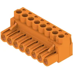 Pin header, 8 pole, pitch 5.08 mm, straight, orange, 1943640000