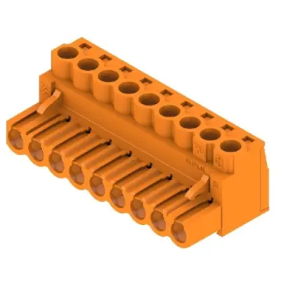 Pin header, 9 pole, pitch 5.08 mm, straight, orange, 1943650000 - 1