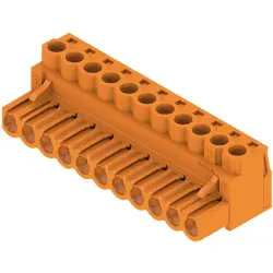 Pin header, 11 pole, pitch 5.08 mm, straight, orange, 1943670000