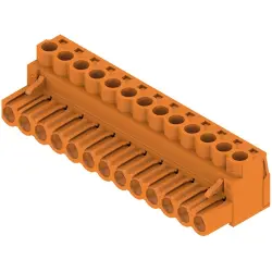 Pin header, 13 pole, pitch 5.08 mm, straight, orange, 1943690000