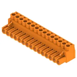 Pin header, 15 pole, pitch 5.08 mm, straight, orange, 1943710000