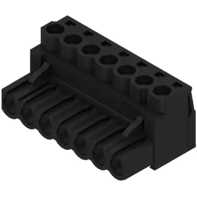 Pin header, 7 pole, pitch 5.08 mm, straight, black, 1943860000 - 1