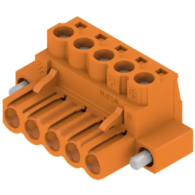 Pin header, 5 pole, pitch 5.08 mm, straight, orange, 1944120000 - 1