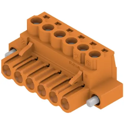 Pin header, 6 pole, pitch 5.08 mm, straight, orange, 1944130000 - 1