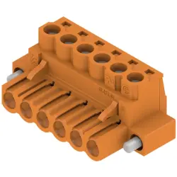 Pin header, 6 pole, pitch 5.08 mm, straight, orange, 1944130000