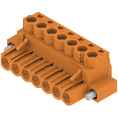 Pin header, 7 pole, pitch 5.08 mm, straight, orange, 1944140000 - 1