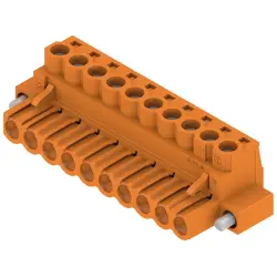 Pin header, 10 pole, pitch 5.08 mm, straight, orange, 1944170000