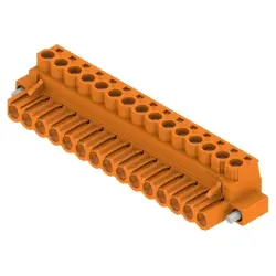 Pin header, 15 pole, pitch 5.08 mm, straight, orange, 1944220000