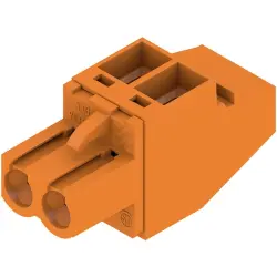 Pin header, 2 pole, pitch 5.08 mm, angled, orange, 1948000000