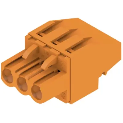 Pin header, 3 pole, pitch 5.08 mm, angled, orange, 1948800000 - 1