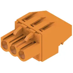 Pin header, 3 pole, pitch 5.08 mm, angled, orange, 1948800000