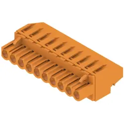 Pin header, 10 pole, pitch 5.08 mm, angled, orange, 1948870000