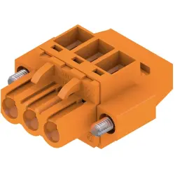 Pin header, 3 pole, pitch 5.08 mm, angled, orange, 1949810000