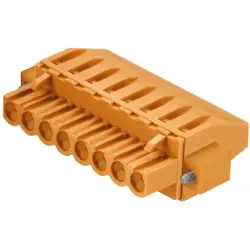 Pin header, 15 pole, pitch 5.08 mm, angled, orange, 1950440000