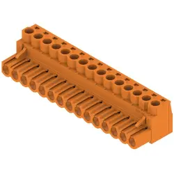 Socket header, 15 pole, pitch 5 mm, straight, orange, 1954360000