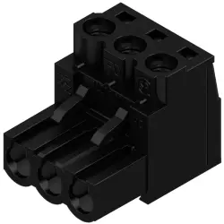 Socket header, 3 pole, pitch 5 mm, straight, black, 1955560000