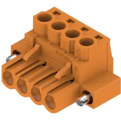 Socket header, 4 pole, pitch 5 mm, straight, orange, 1955780000