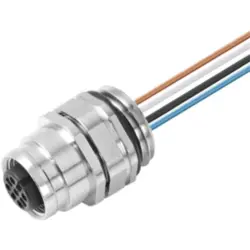 Panel socket, M12, 5 pole, strand connection, straight, 1963550000