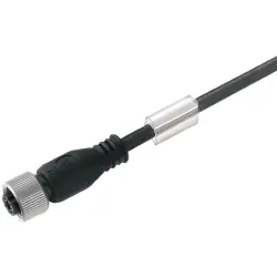 Bus line, M12 socket, straight to open end, PUR, 3 m, black, 1964690300