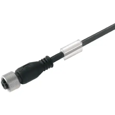 Bus line, M12 socket, straight to open end, PUR, 3 m, black, 1964690300 - 1