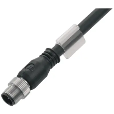 Bus line, M12-plug, straight to open end, PUR, 3 m, black, 1964700300 - 1