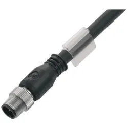 Bus line, M12-plug, straight to open end, PUR, 10 m, black, 1964701000