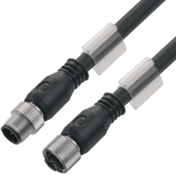 Bus line, M12-plug, straight to M12 socket, straight, PUR, 15 m, black, 1964711500