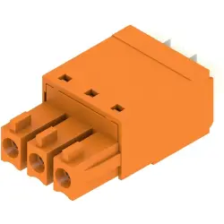 Socket header, 3 pole, pitch 3.81 mm, straight, orange, 1969100000