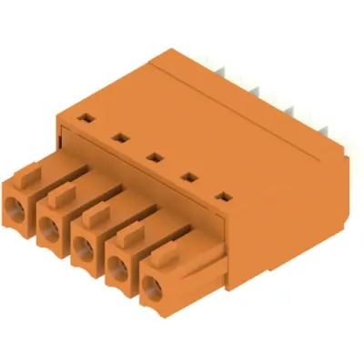 Socket header, 5 pole, pitch 3.81 mm, straight, orange, 1969120000 - 1