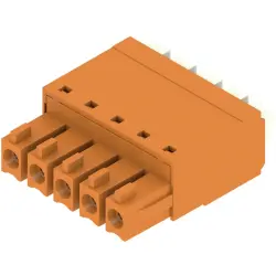 Socket header, 5 pole, pitch 3.81 mm, straight, orange, 1969120000