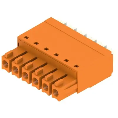 Socket header, 6 pole, pitch 3.81 mm, straight, orange, 1969130000 - 1