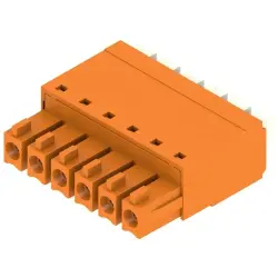 Socket header, 6 pole, pitch 3.81 mm, straight, orange, 1969130000