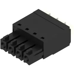 Socket header, 4 pole, pitch 3.81 mm, straight, black, 1969950000