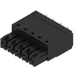 Socket header, 5 pole, pitch 3.81 mm, straight, black, 1969970000
