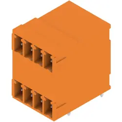 Pin header, 8 pole, pitch 3.81 mm, angled, orange, 1972810000