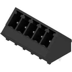 Pin header, 5 pole, pitch 3.81 mm, angled, black, 1976450000