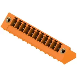 Pin header, 11 pole, pitch 3.81 mm, angled, orange, 1976830000