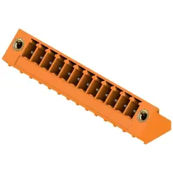Pin header, 12 pole, pitch 3.81 mm, angled, orange, 1976840000