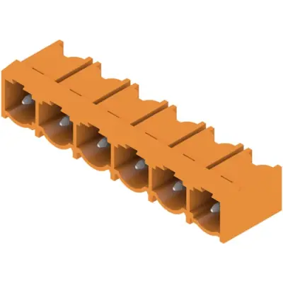 Pin header, 6 pole, pitch 7.62 mm, angled, orange, 1980410000 - 1