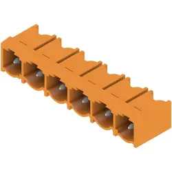 Pin header, 6 pole, pitch 7.62 mm, angled, orange, 1980410000