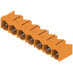Pin header, 7 pole, pitch 7.62 mm, angled, orange, 1980420000