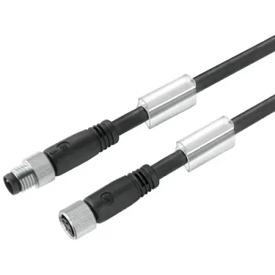 Bus line, M8-plug, straight to M8 socket, straight, PUR, 17.5 m, black, 1981901750 - 1