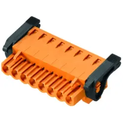 Pin header, 4 pole, pitch 5.08 mm, angled, orange, 1983100000