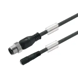 Sensor actuator cable, M12-cable plug, straight to M8-cable socket, straight, 3 pole, 3.5 m, PUR, black, 4 A, 1984530350
