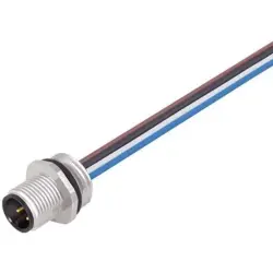 Panel plug, M12, 3 pole, strand connection, straight, 1985860000