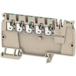 Potential distribution terminal, push-in connection, 0.5-2.5 mm², 5 pole, 24 A, 8 kV, dark beige, 1988100000