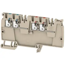 Potential distribution terminal, push-in connection, 0.5-2.5 mm², 4 pole, 24 A, 6 kV, dark beige, 1988230000