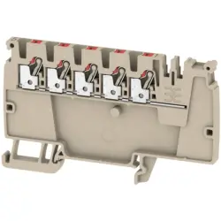 Potential distribution terminal, push-in connection, 0.5-2.5 mm², 5 pole, 24 A, 8 kV, dark beige, 1988290000